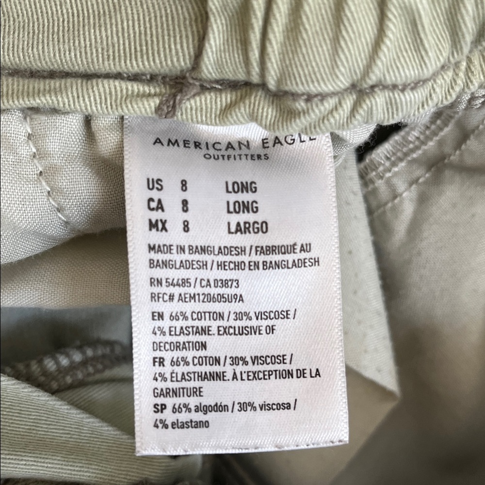 American Eagle high waisted stretch olive green jeans size 8 long - Picture 11 of 12